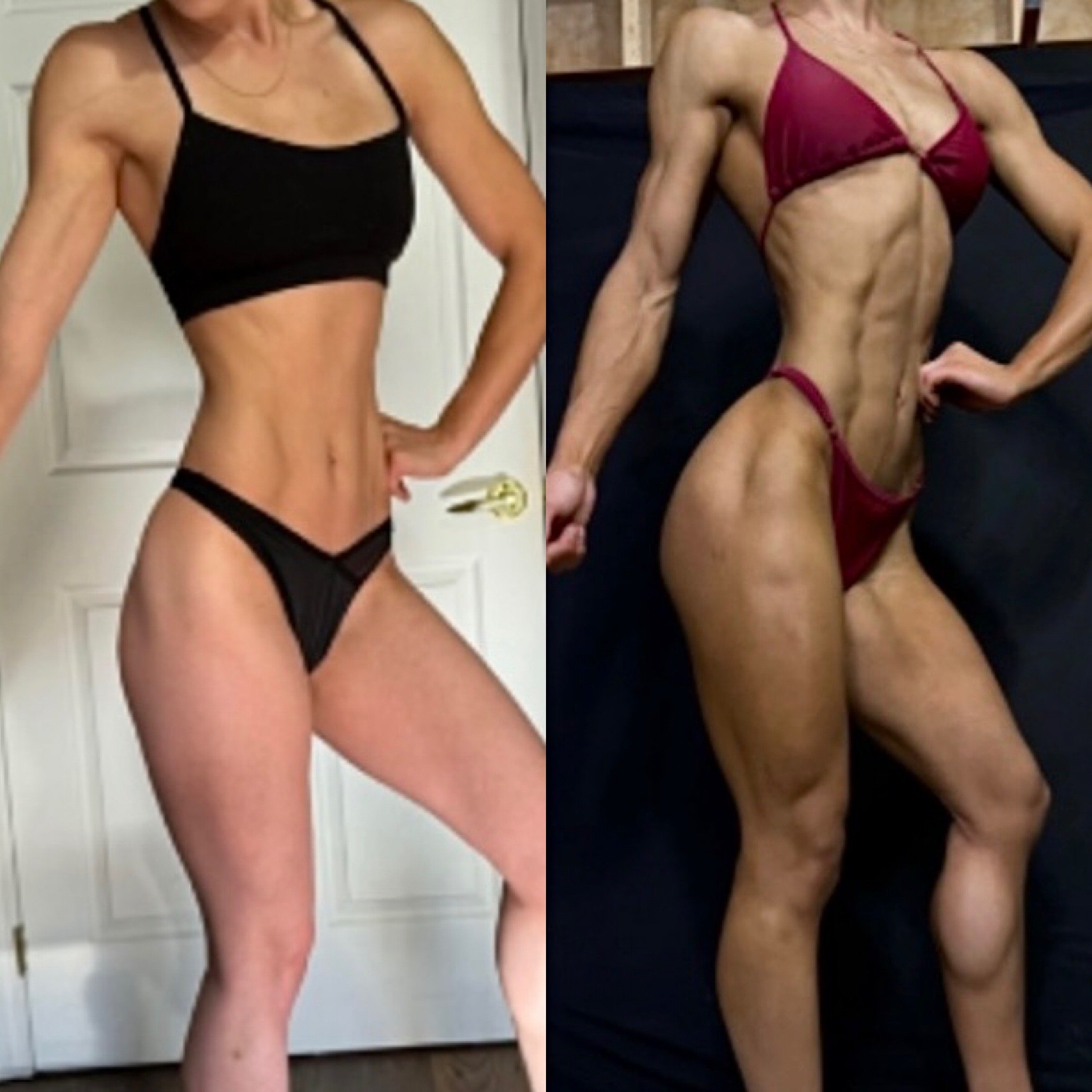 Client transformation - side pose, before and after
